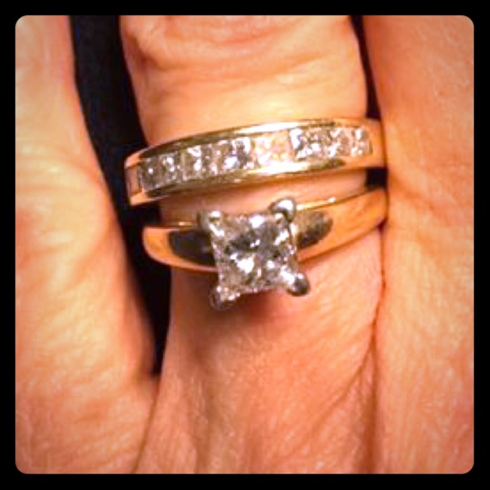 Wedding set size 6 1 carat solitaire  1 Ct  tw bnd
